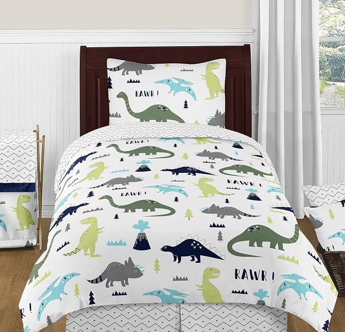 Sweet Jojo Designs Navy Blue and Grey Modern Dino Foldable Fabric Storage Cube Bins Boxes Organizer Toys Kids Baby Childrens for Mod Dinosaur Collection Set of 2 - Image 5