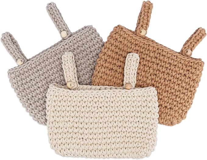 Crane Baby Hanging Bin Trio, Nursery Storage & Organization Products, Hanging Stuffed Animal Storage Solution, Nursery Pocket Organizer, Baby Organizers, Boho Decor Accent, Crib Accessories by CraneBaby