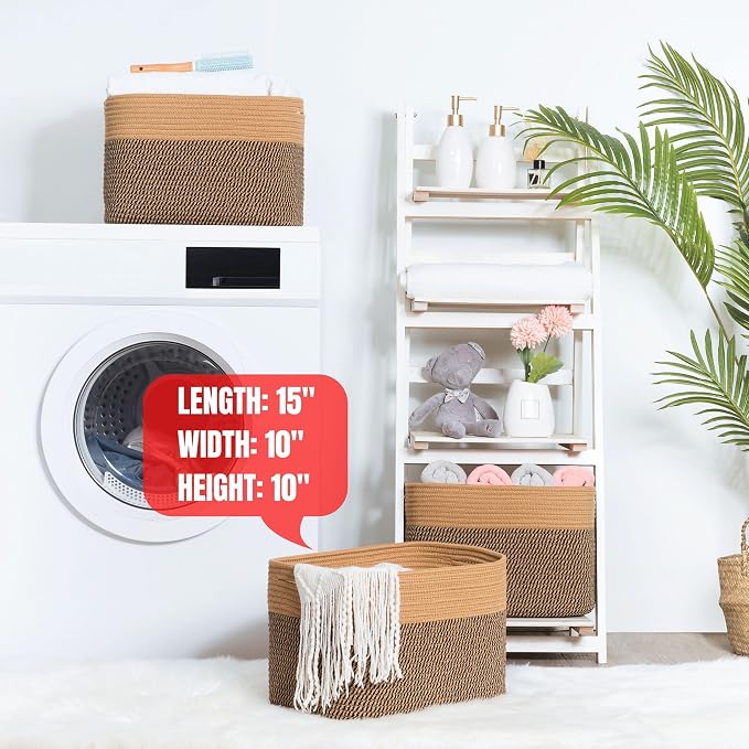 3-Pack Storage Baskets for Shelves, Decorative Baskets for Organizing, Woven Baskets for Storage, Book Basket Cube Storage Bin Box, Pantry Closet and Shoe Organizers, Black Jute - Image 6