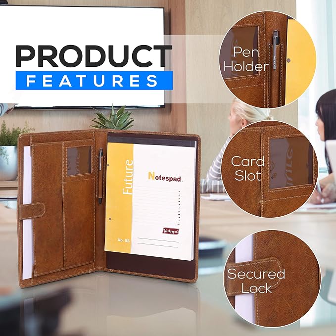 Leather Business Portfolio Business Personal Organiser Folder Full Grain Leather padfolio by KomalC - Image 3