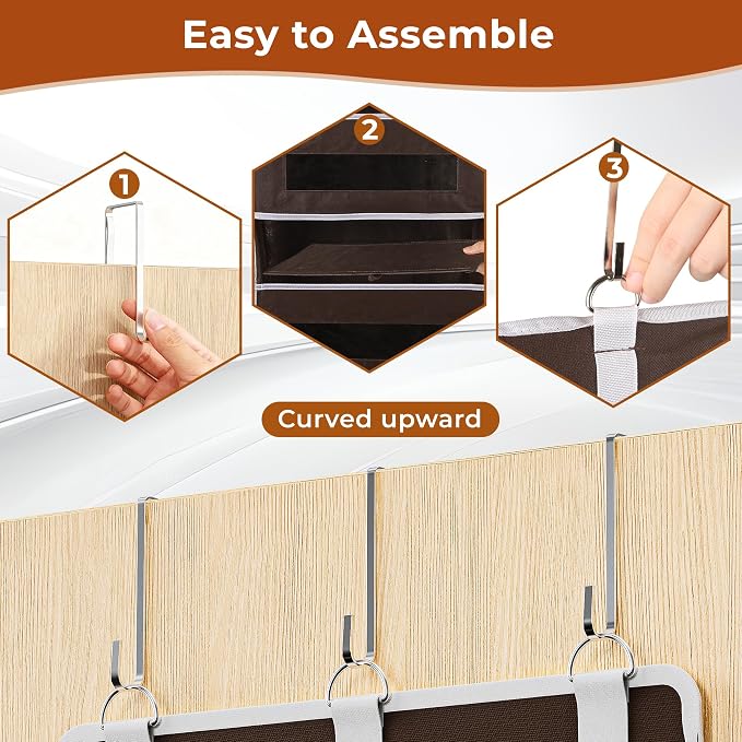 2 Pack 5 Tier Over The Door Organizer Space-Saving Storage for Any Room | Brown Hanging Closet Organizer with 10 Mesh Pockets and Clear Windows, Closet Organizers and Storage for Bathroom, Bedroom - Image 6