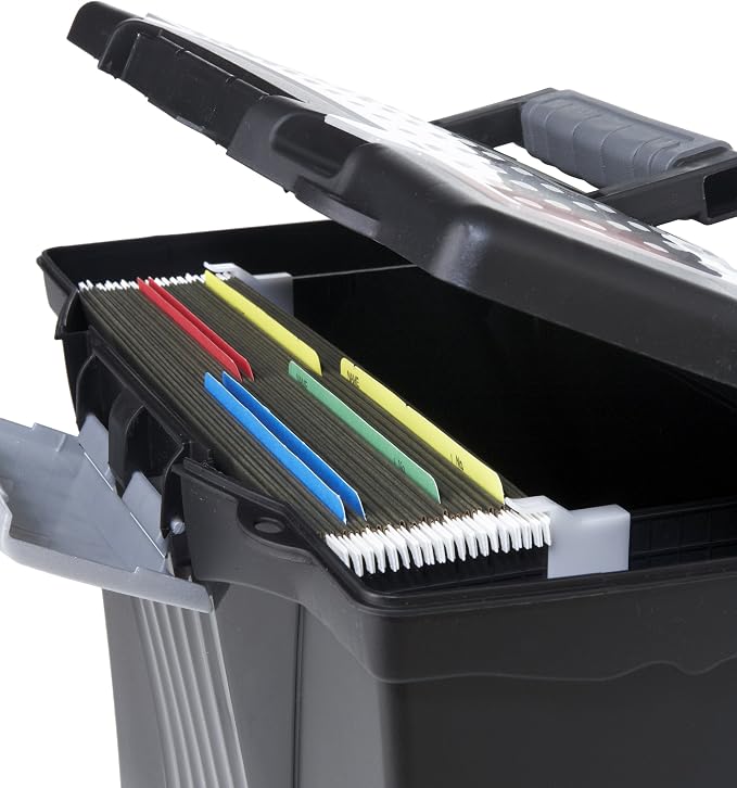 Storex Portable Letter/Legal Filebox with Organizer Lid, Letter/Legal Files, 14.5" X 10.5" X 12", Black - Image 9