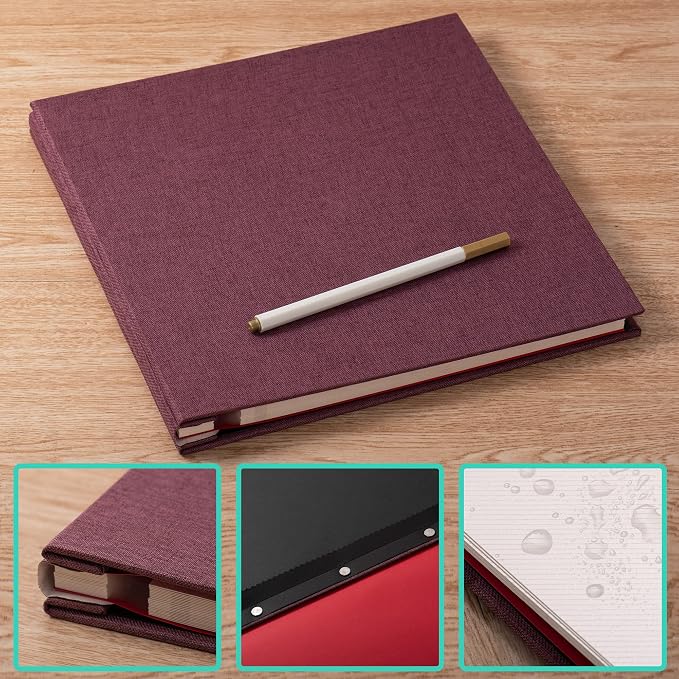Large Photo Album Self Adhesive 4x6 8x10 10x12 13"x12.8" Magnetic Scrapbook Album 12.6"x11" Inch 40 Pages Linen Cover DIY Photo Album with A Metallic Pen and DIY Stickers(Purple) - Image 7