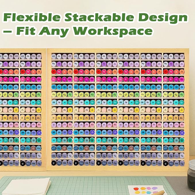 PROLEE Marker Storage Organizer for 360 Markers,Wooden Alcohol Marker Holder with 90 Slots,Markers Pens Pencils Art Supply Storage Rack for Desk Home Classroom Office Decor - Image 6