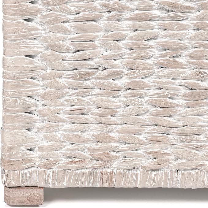 happimess Anada 30" Storage Trunk Wicker Weave Water Hyacinth, White Wash | Solid Mahogany Construction, Collapsible Folds Flat, Removable Lid, Fabric Liner, Footed Base, 17.5" Height, 17.5" Depth - Image 10