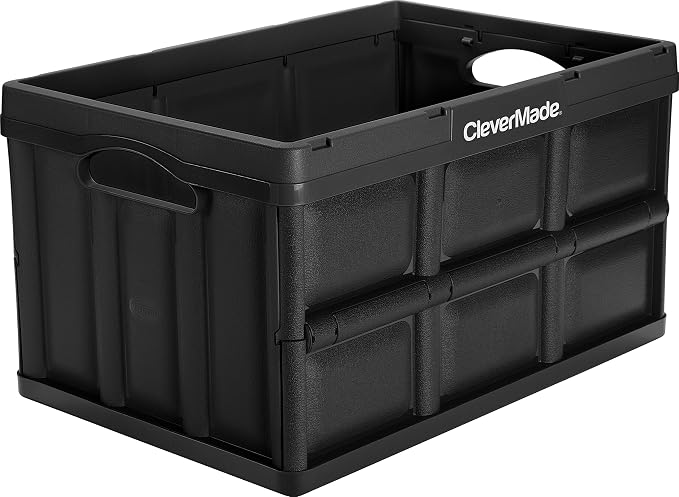 CleverMade Collapsible Storage Bin, 46L Crate, Holds Up to 75 lb, Black by CleverMade