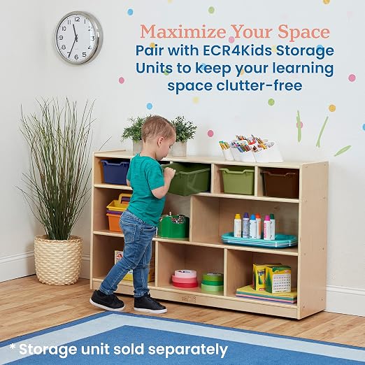 ECR4Kids Scoop Front Storage Bin, Multipurpose Organization, Earthtone, 5-Piece | Durable plastic, GREENGUARD Gold Certified, 1.2 gallon capacity, lightweight & nestable, built-in handle, classroom/home use - Image 5
