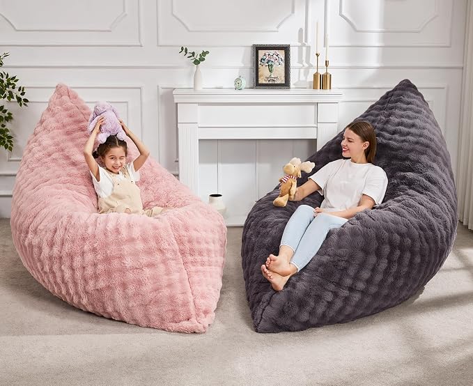 Hobestluk Adult Bean Bag Chair 3 in 1 Convertible Large Bean Bag Sofa | Bubble Dark Grey,Machine Washable,Removable Cover,Easy Convert And Install, Oversied Floor Bed,For Livingroom Bedroom - Image 2