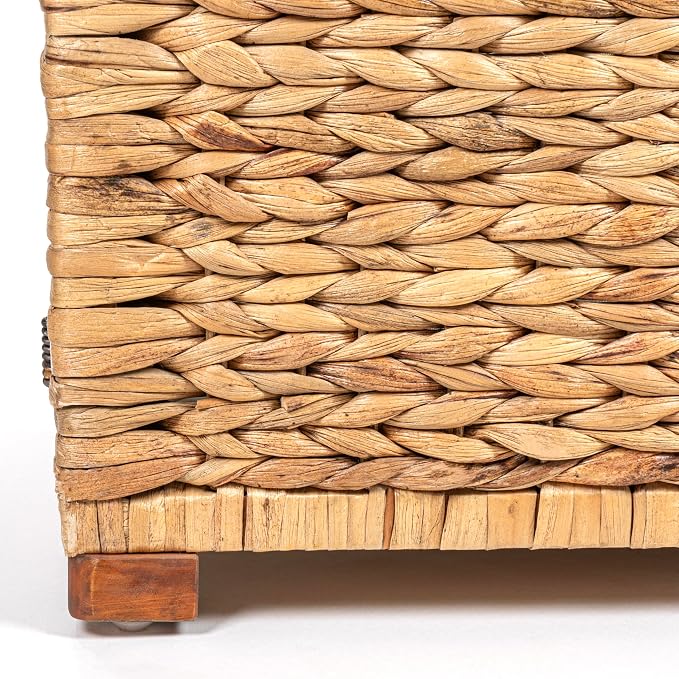 happimess HPM9005A Anada Wicker Weave 30" Storage Trunk, Wooden Frame/Water Hyacinth, Farmhouse, Transitional, Coastal, Rustic for Office, Dorm Room, Living-Room, Bedroom, Dining-Room, Natural | Solid Mahogany Construction, Collapsible Folds Flat, Remo... - Image 10