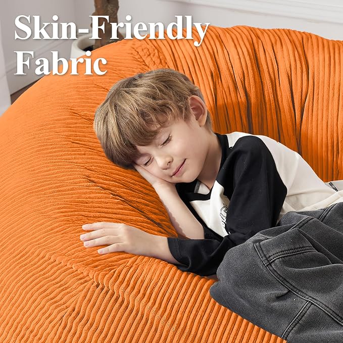 5FT Bean Bag Chair for Adults,Gaint Teardrop Beanbag with Filler | Beanbag Chair with Memory Foam Filled,Bean Bags with Handy Handle&Machine Washable Cover for Living Room,Bedroom-Orange - Image 7