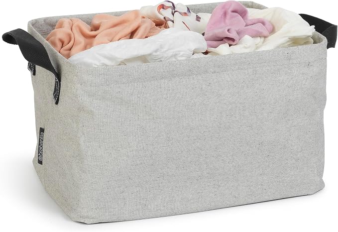 Brabantia - Foldable Laundry Basket - Compact Storage Box - Water Resistant Coating - Multi-Functional - Laundry Hamper - Bathroom - Collapsible - Grey - 9 Gal - Image 4