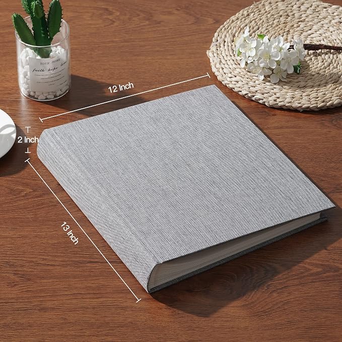 Pssoss Large Linen DIY Scrapbook Album with Writing Space,100 Pages, Gray | Fits 3x5, 4x6, 5x7, 6x8, and 8x10 photos for baby, wedding, family, children, anniversary, and memory keeping. - Image 5