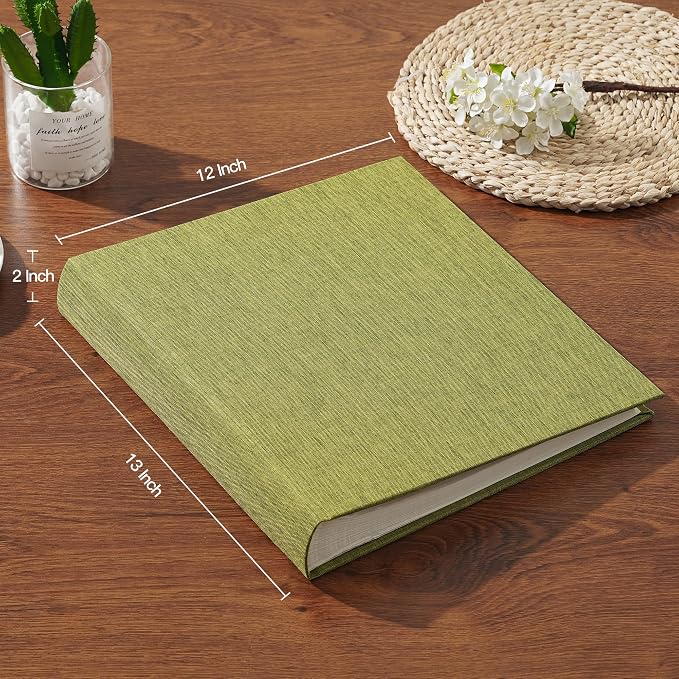 Pssoss Large Linen DIY Scrapbook Album with Writing Space, 100 Pages, Green | Fits 3x5, 4x6, 5x7, 6x8, and 8x10 photos for baby, wedding, family, children, anniversary, and memory keeping. - Image 5