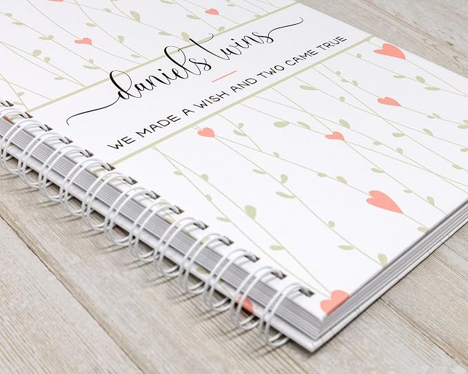 Personalized Twin Pregnancy Journal - Hardcover Pregnancy Memory Book Customized with Babies’ Names, Nicknames or Phrase - Prompted Journal for New Moms (Hearts in Bloom) - Image 2