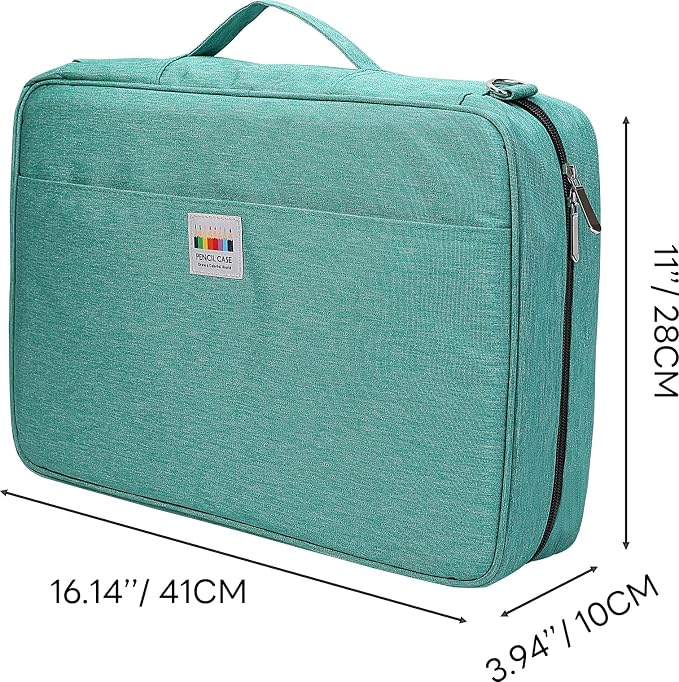 JAKAGO 480 Slots Colored Pencil Case Extra Large Capacity Pen Holder for Artist Painter Zipper Organizer Bag for Marker Highlighter Storage Case for Office Sketch Travel Supplies (Green) - Image 2