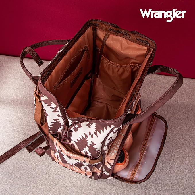 Montana West Wrangler Diaper Bag Backpack Aztec Callie Bag Travel Backpack Purses Western Multi-Function Baby Bags for Mom - Image 5