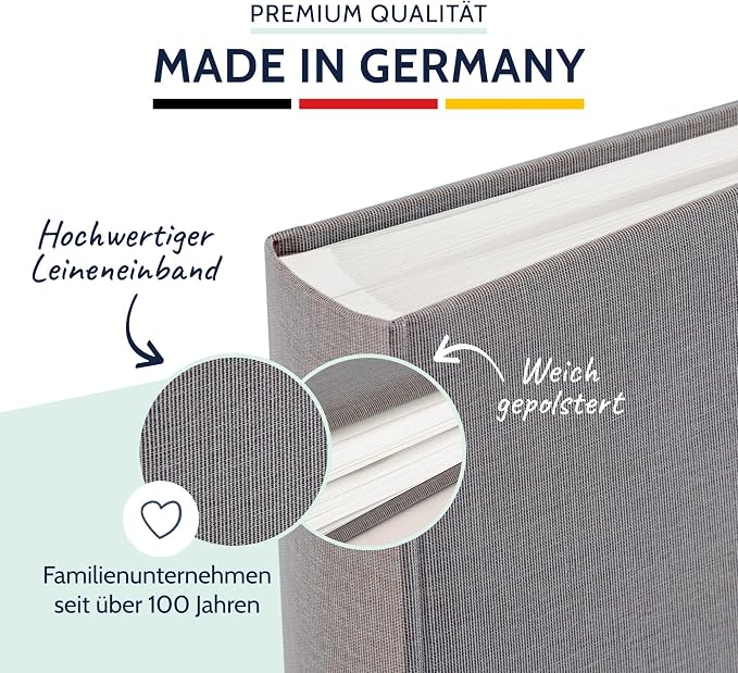 goldbuch 24606 Summertime Trend 2 Photo Album with 60 White Pages with Parchment Dividers, Memory Album with Linen Cover, Photo Album for Gluing, Grey, 25 x 25 x 4 cm - Image 3