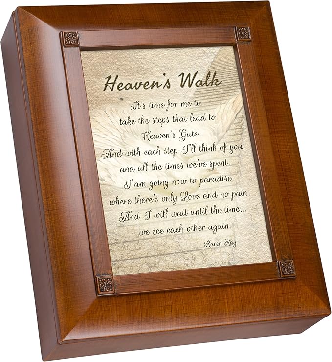 Cottage Garden Heaven's Walk Bereavement in Memory Woodgrain Inspirational Keepsake Box by CottageGarden
