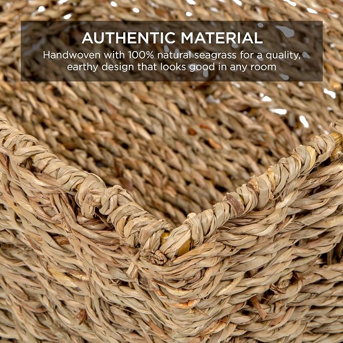 Best Choice Products Rustic Set Of 4 Multipurpose Stackable Seagrass Storage Basket, Handwoven Laundry Organizer Totes for Bedroom and Living Room, Shelves, Pantry w/Insert Handles - Natural - Image 2