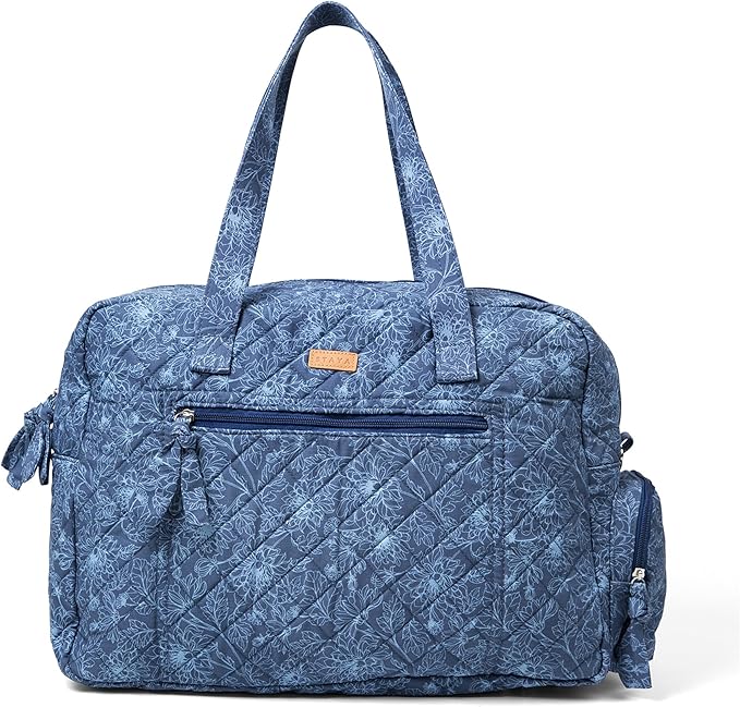 Staya Hospital Bag for Labor & Delivery - Quilted Weekender Bag for Women | Soft cotton quilted duffle, carry-on size, overnight & weekender bag, roomy with pockets, shoulder strap included by StayaBaby