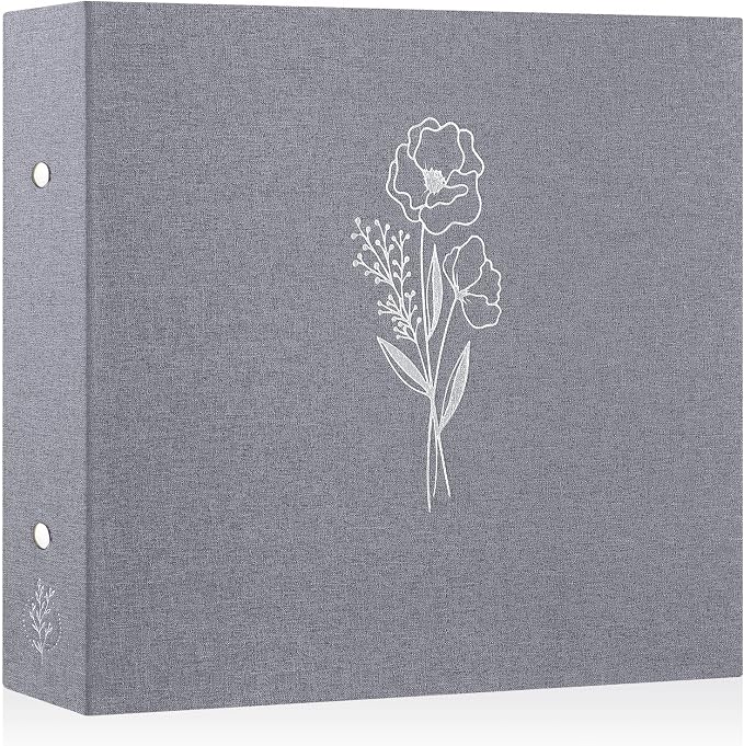 Lanpn 12x12 inch Scrapbook Photo Album, Linen Cover Archival Acid Free Top Load 3 Ring Binder Folder Photo Book 12 x 12 with 30 Plastic Sleeves 60 Pages (Grey) by Lanpn