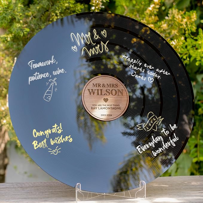 Wedding Vinyl Record Alternative Guestbook | First Dance Special Song Record Guest Book for Wedding Guests | Custom Acrylic Record Wedding GuestBook Alternative - D1 - Image 6