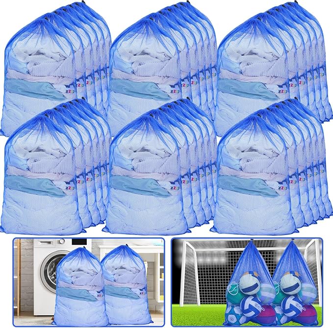 Berlune 30 Pack Large Mesh Laundry Bags | Oversized breathable mesh bags help sort and transport laundry for dorms, rentals, laundromats and facilities. by Berlune