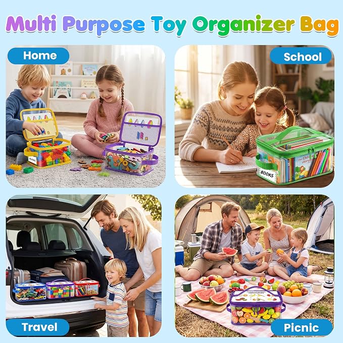 6-Pack Extra Large Clear Toy Storage Bags Transparent Waterproof With Zippers & Labels Durable Reusable Organizer for Blocks,Puzzles & Games - Image 2