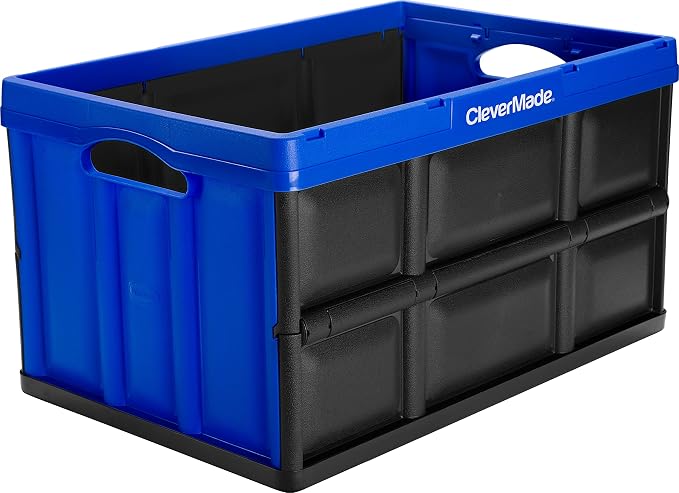 CleverMade CleverCrates 62 Liter Collapsible Storage Bin/Container: Solid Wall Utility Basket/Tote, Royal Blue by CleverMade