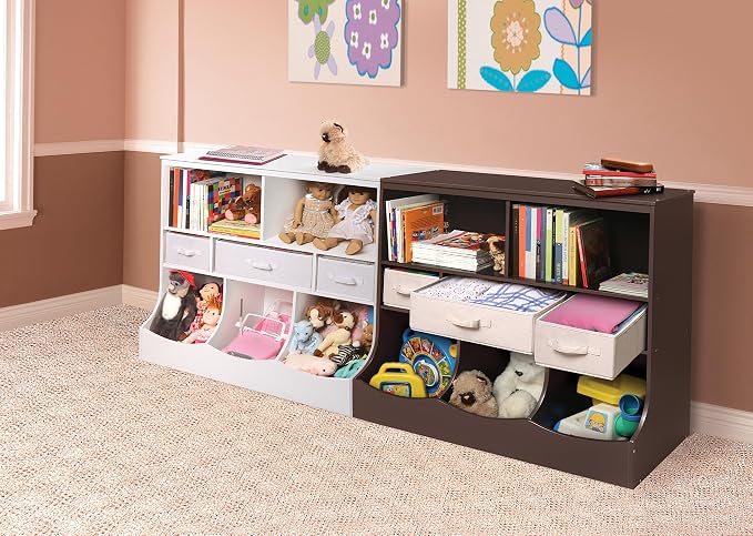 Badger Basket Combo Toy Storage Organizer and Bookshelf - Kids Storage Unit with 3 Removable Baskets, Open Shelves, Top Display Surface - White - Image 7