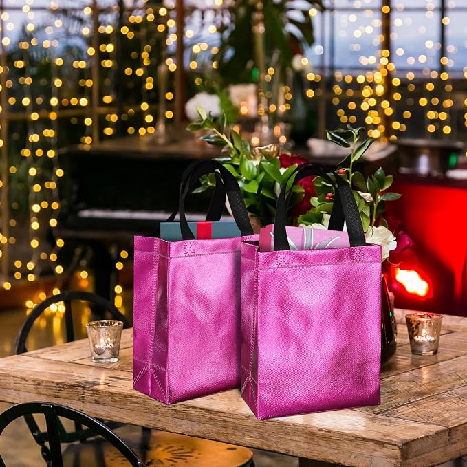 BLEWINDZ 100 Medium Reusable Gift Bags with Handles - Ideal Party Favors & Shopping Bags (10 Colors) - Image 2
