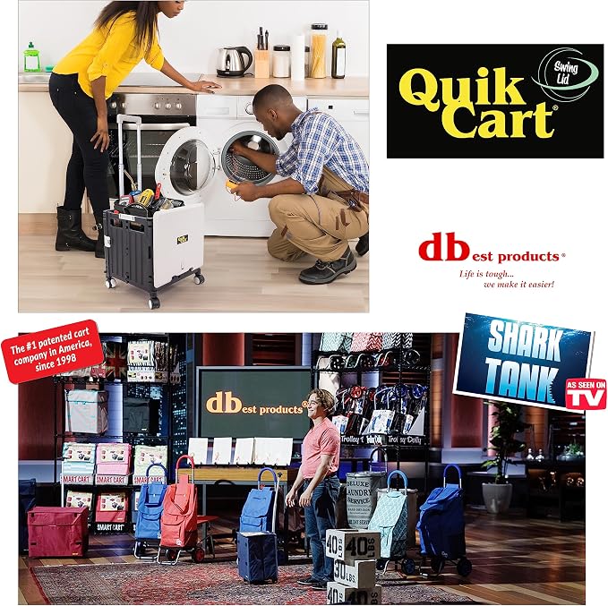 dbest Products Quik Cart Swing Lid Four Swivel Wheeled Rolling Crate Teacher Utility with seat Heavy Duty Collapsible Basket with Dual Telescopic Wagon Handle - Image 5