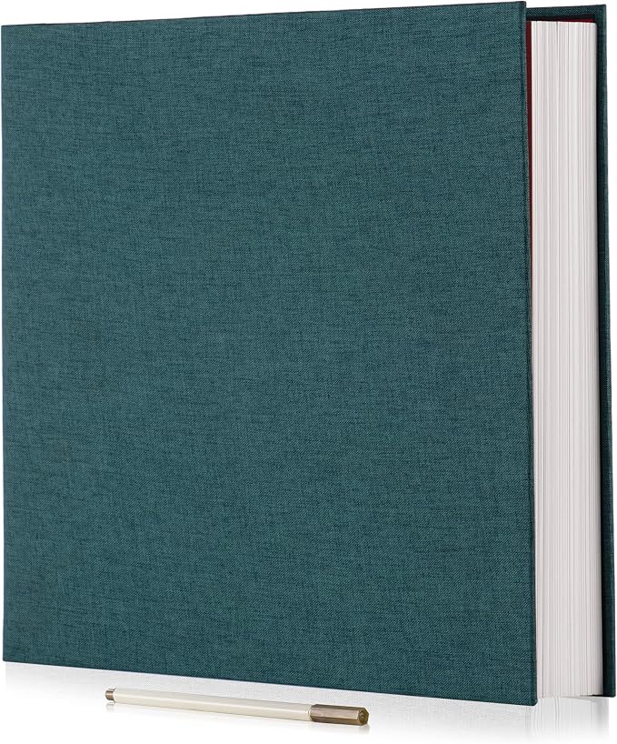 Photo Album Self Adhesive 3x5 4x6 5x7 6x8 8x10 8.5x11 11x10.6 Magnetic Scrapbook Album DIY Length 11x10.6 Inch 40 Pages Linen Cover DIY Photo Album with A Metallic Pen and DIY Accessories(Dark Green) by HoneyTolly