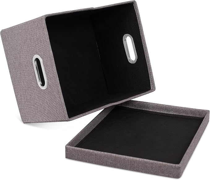 Internet's Best Collapsible File Box Storage Organizer with Lid - Decorative Linen Filing & Storage Office Boxes – Hanging Letter/Legal Folder – Home Office Bins Cabinet – Grey Container - 1 Pack - Image 9