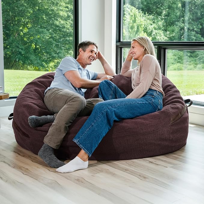 Big Joe Fuf 7Ft Giant Foam Bean Bag Chair, Oversized Couch with Removable Cover for Kids, Teens, Adults, Merlot Cloudweave, 7 Foot | Premium Shredded Foam Filled, Cloudweave, Adult-Sized Comfortable Seating, Supports Up to 300 lbs - Image 7