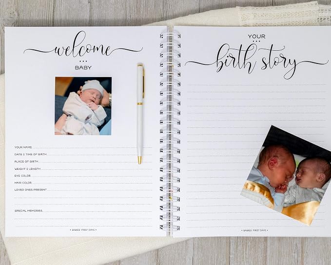 Personalized Twin Pregnancy Journal - Hardcover Pregnancy Memory Book Customized with Babies’ Names, Nicknames or Phrase - Prompted Journal for New Moms (Hearts in Bloom) - Image 9
