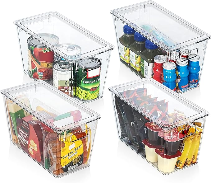 ClearSpace Plastic Storage Bins with Lids for Pantry & Fridge, 8 Pack | Modern plastic storage bins with lids for pantry and refrigerator organization, 9L capacity, transparent rectangular shape - Image 3