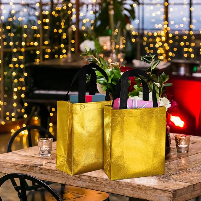 BLEWINDZ 100 Medium Reusable Gift Bags with Handles - Ideal Party Favors & Shopping Bags (10 Colors) - Image 3