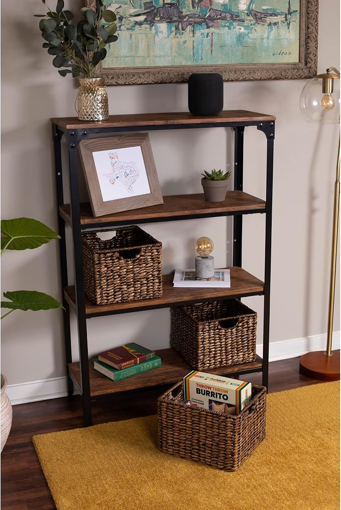 BIRDROCK HOME Storage Shelf Organizer Baskets with Handles - Handwoven Abaca Seagrass Wicker Basket for Pantry, Living Room, Office & Bathroom, Versatile Under Shelf Storage - Set of 3, Brown Wash | Woven Storage Baskets for Shelves with Handles, Cube ... - Image 2