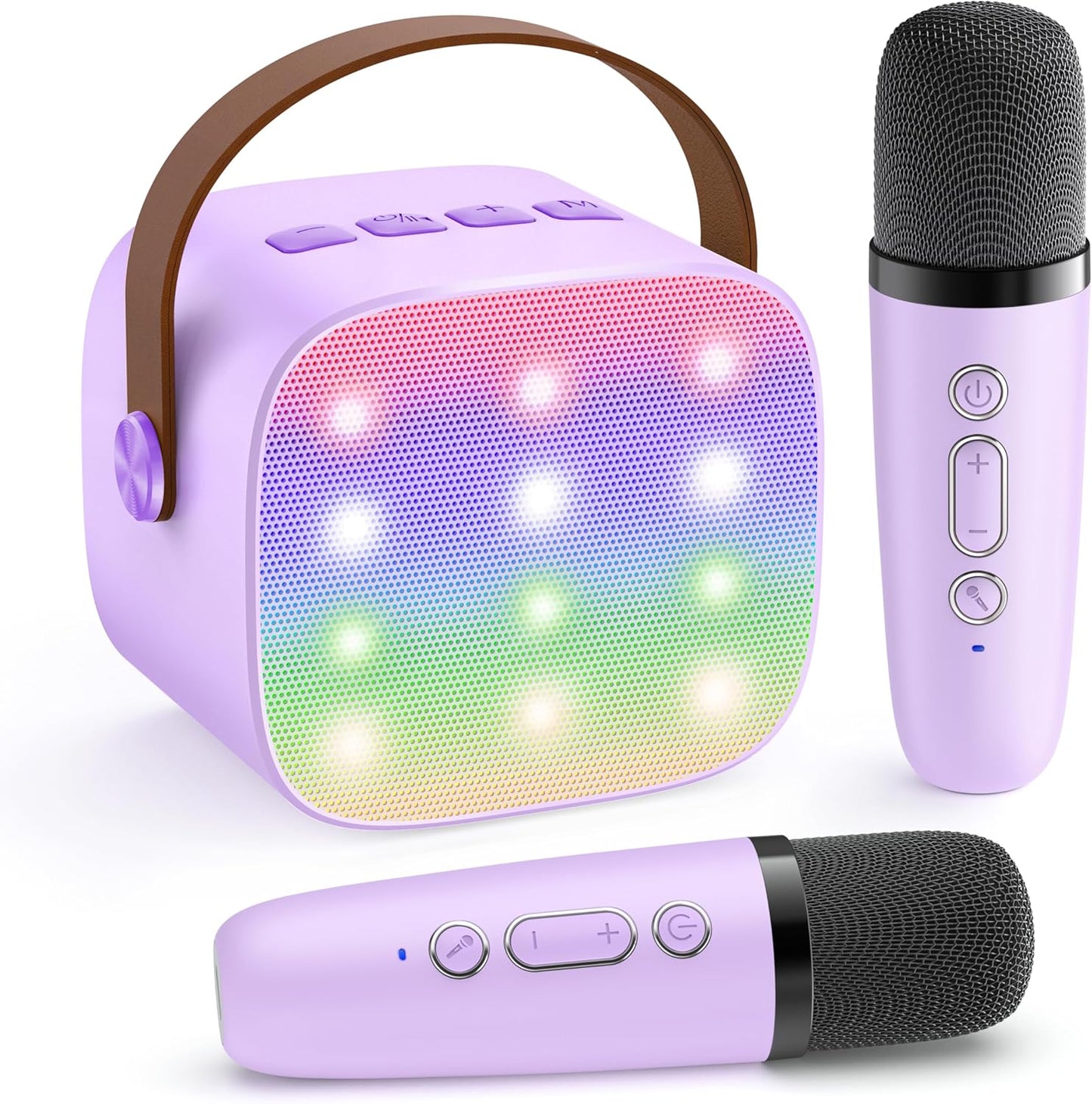 YLL Mini Karaoke Machine with 2 Wireless Microphones, TOP Kids Gifts for Girls Ages 3, 4, 5, 6, 7, 8, 9,10,11,12 +Year Old, 4-12 Years Old Birthday Toy Gift for Girls Boys Party (Purple)