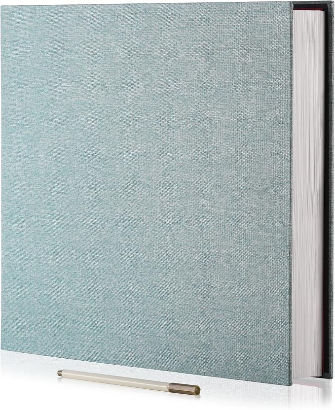 Large Photo Album Self Adhesive 4x6 8x10 10x12 13"x12.8" Magnetic Scrapbook Album 12.6"x11" Inch 40 Pages Linen Cover DIY Photo Album with A Metallic Pen and DIY Stickers(Green) by HoneyTolly