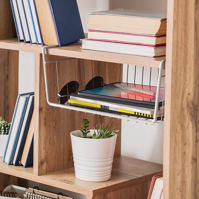 Simple Houseware 6PK Under Shelf Basket, White - Image 7