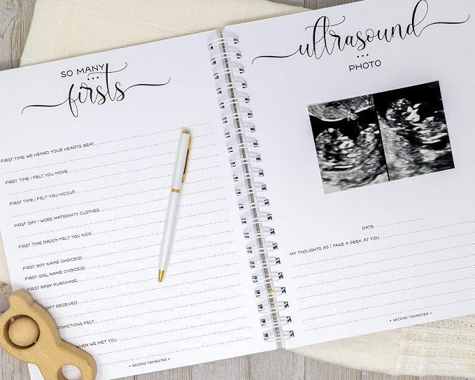 Personalized Twin Pregnancy Journal - Hardcover Pregnancy Memory Book Customized with Babies’ Names, Nicknames or Phrase - Prompted Journal for New Moms (Rainbows) - Image 5