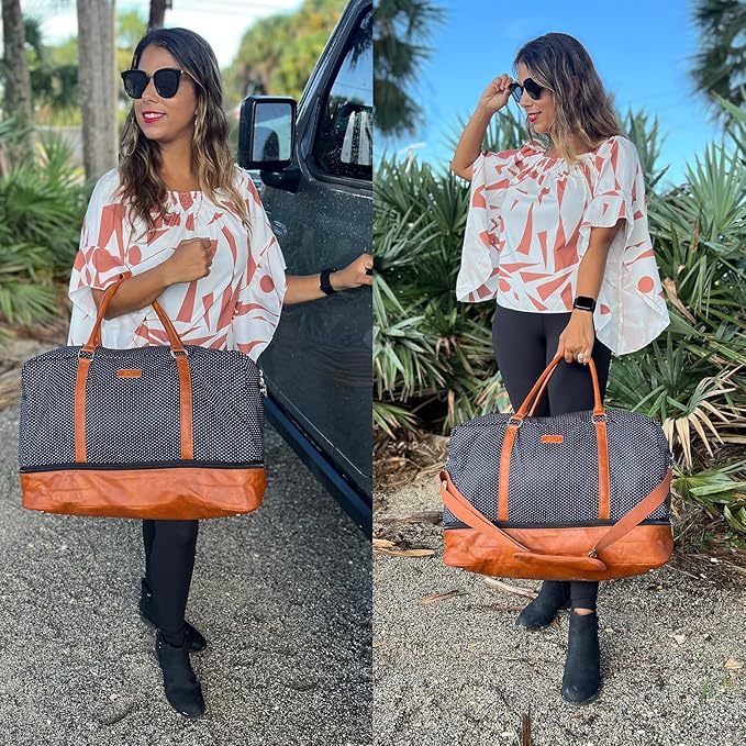 Weekender Bags for Women, 21" Travel Duffle Bag with Shoe Compartment | 3PCS Carry On Overnight Large Duffel Bag with Crossbody Bag and Toiletry Bag for Weekend Travel Gym Hospital Business Trip - Image 2