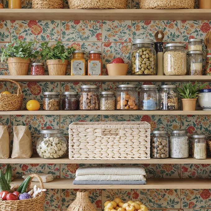 GRANNY SAYS Wicker Storage Baskets for Shelves, Waterproof Basket, 1-Pack | Plastic Wicker Baskets for Organizing, Woven Baskets for Shelves, Decorative Woven Basket for Storage, Entryway, Butter Milk - Image 7