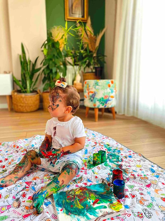 Waterproof High Chair Splat Mat – Machine Washable Floor & Table Protector for Baby Feeding, Art & Crafts, Outdoor Use (Family, 57x118 Inch) - Image 2