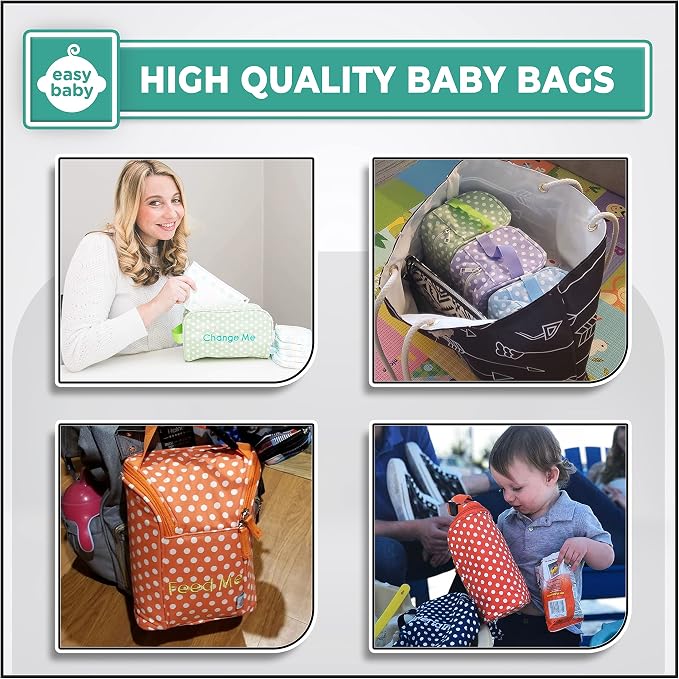 Easy Baby - Diaper, Bottle, and Supplies - Organizer Pouches and Changing Pad - Change, Feed, Dress, and Clean Me (8 Pack Laguna) | Organizing Packing Tote Cubes for Baby Items - Image 5