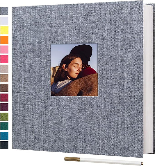 Large Self Adhesive Photo Album 80 Pages, Linen cover, Gray | Photo Album Self Adhesive 4x6 5x7 8x10 Pictures, Linen Cover DIY Scrapbook Albums for Family, Wedding, Baby, Anniversary by potricher