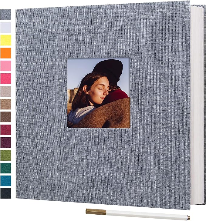 Self Adhesive Photo Album 40 Pages, Linen cover, Gray | Photo Album Self Adhesive 4x6 5x7 8x10 Pictures, Linen Cover DIY Scrapbook Albums for Family, Wedding, Baby, Anniversary by potricher