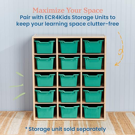 ECR4Kids Scoop Front Storage Bin, Multipurpose Organization, Emerald, 15-Piece - Image 5